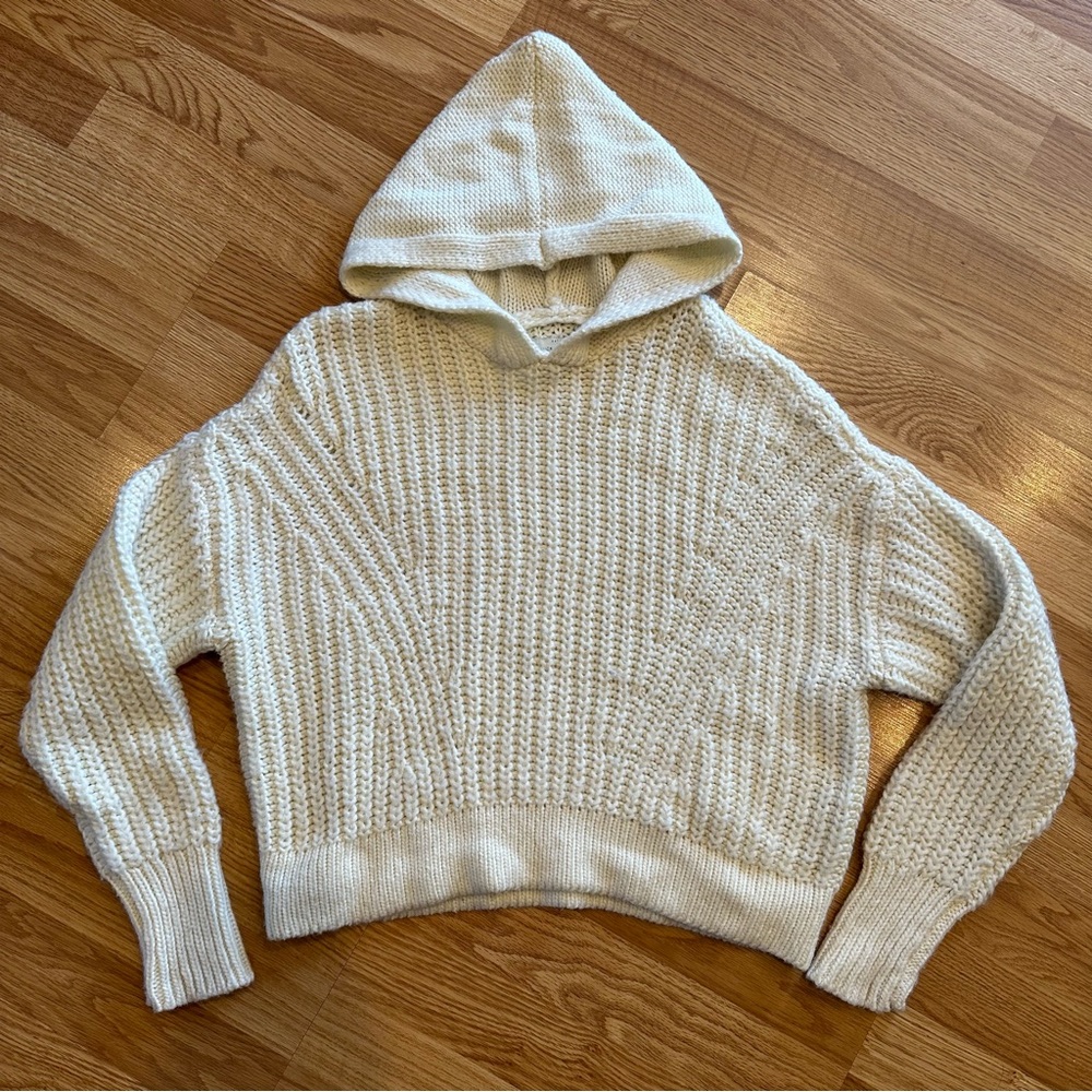Lucky Brand knit cropped hooded sweater